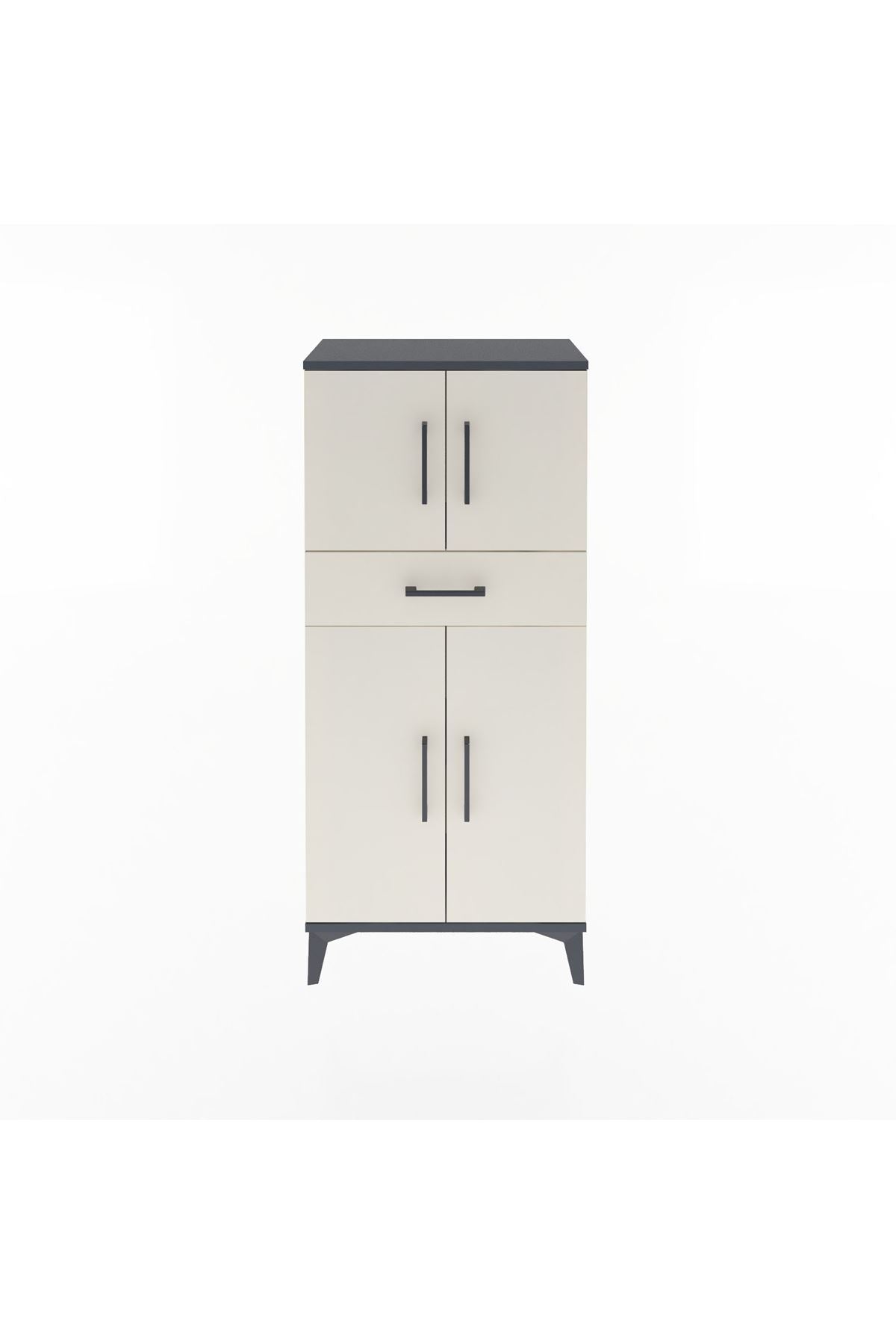 Arges Dolap 2 Raflı Tek Çekmeceli 4 Kapaklı 60x30x134 - S17M111V4A