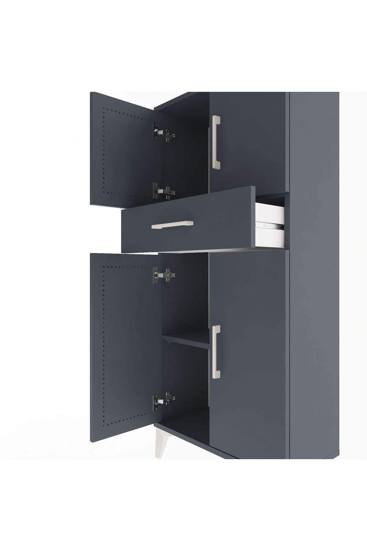 Arges Dolap 2 Raflı Tek Çekmeceli 4 Kapaklı 60x30x134 - S17M111V5A