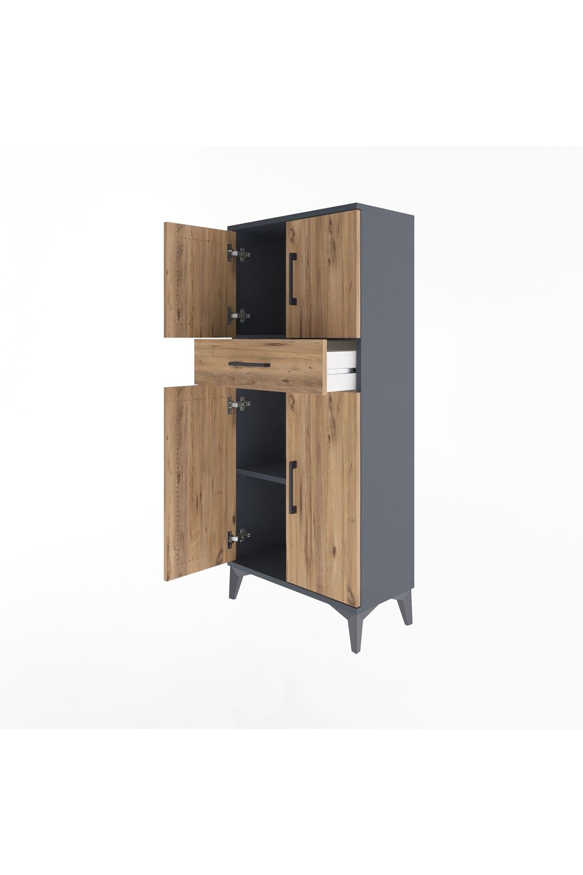 Arges Dolap 2 Raflı Tek Çekmeceli 4 Kapaklı 60x30x134 - S17M111V6A