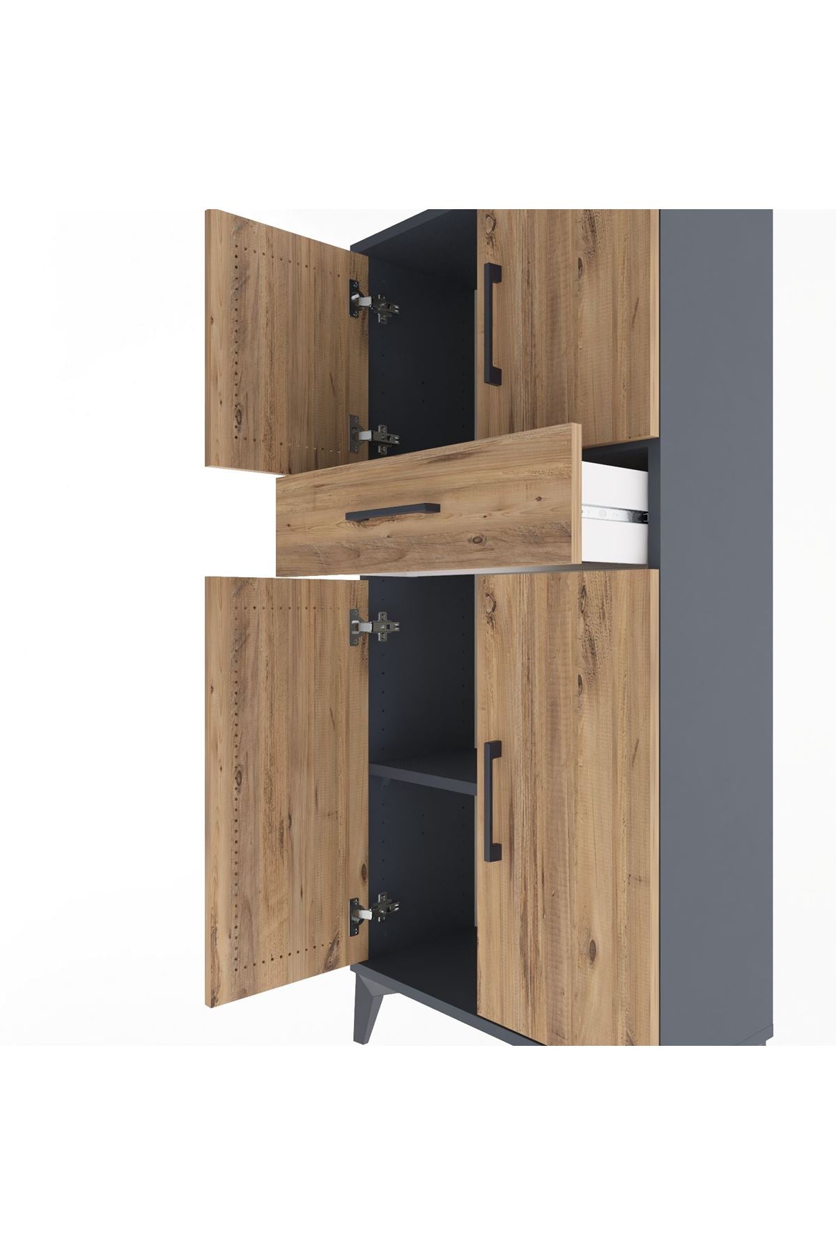 Arges Dolap 2 Raflı Tek Çekmeceli 4 Kapaklı 60x30x134 - S17M111V6A