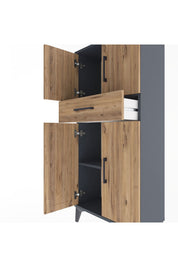 Arges Dolap 2 Raflı Tek Çekmeceli 4 Kapaklı 60x30x134 - S17M111V6A