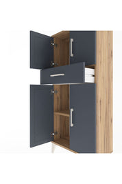 Arges Dolap 2 Raflı Tek Çekmeceli 4 Kapaklı 60x30x134 - S17M111V8A