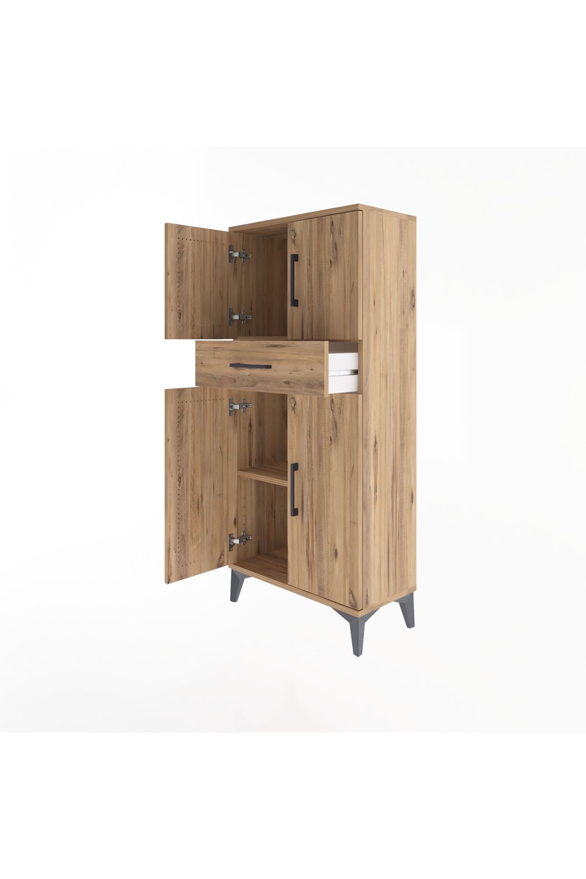 Arges Dolap 2 Raflı Tek Çekmeceli 4 Kapaklı 60x30x134 - S17M111V9A