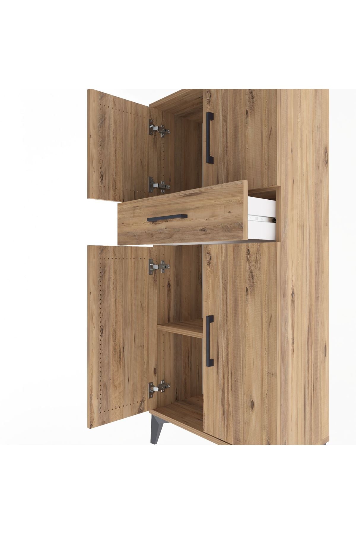 Arges Dolap 2 Raflı Tek Çekmeceli 4 Kapaklı 60x30x134 - S17M111V9A