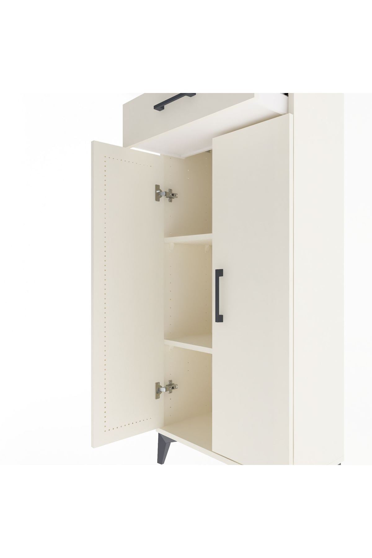 Arges Dolap 2 Raflı Tek Çekmeceli 2 Kapaklı 60x30x134 - S17M112V1A