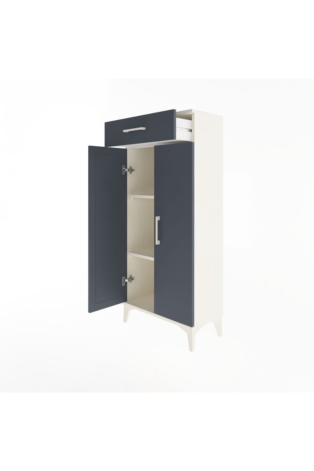 Arges Dolap 2 Raflı Tek Çekmeceli 2 Kapaklı 60x30x134 - S17M112V2A