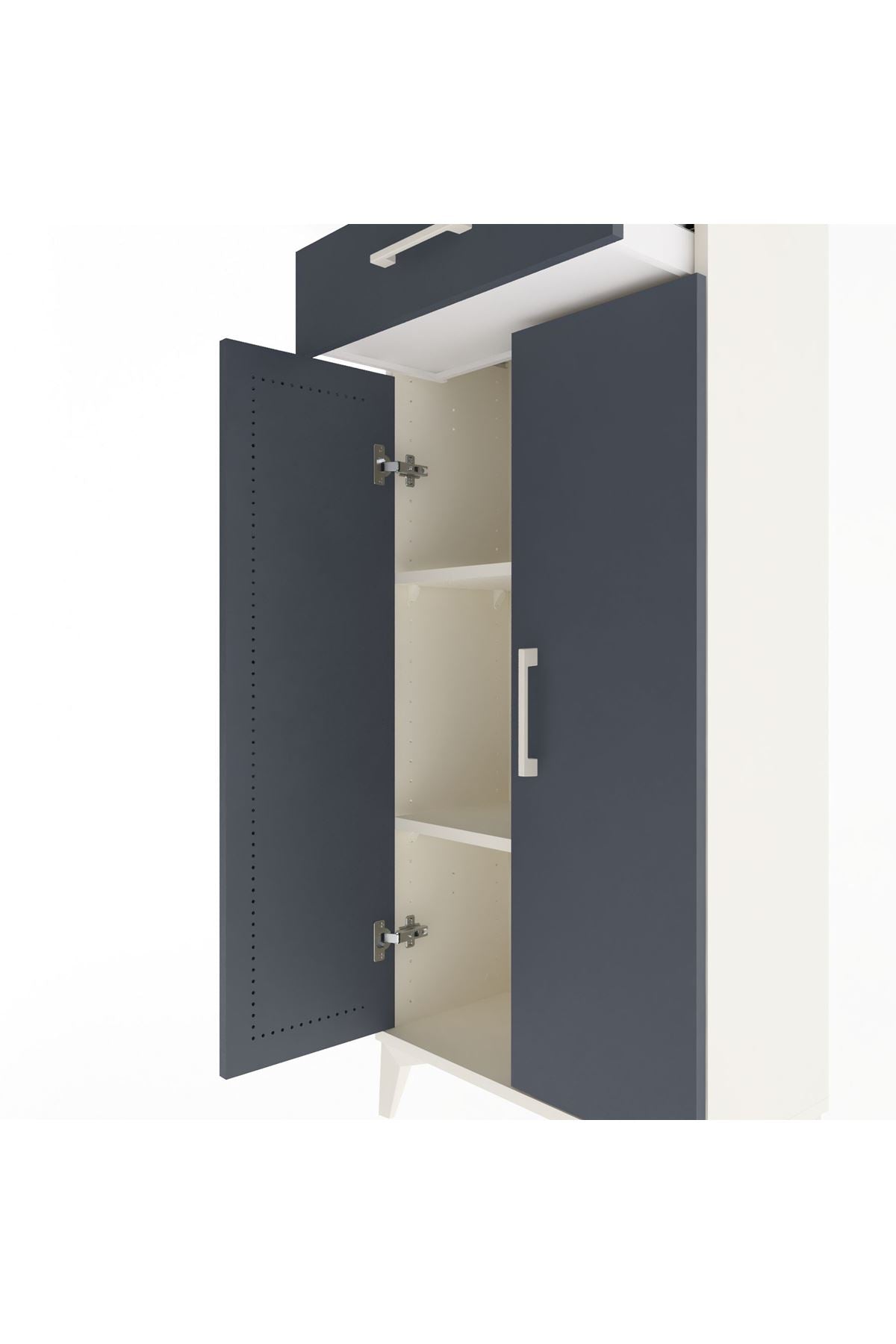 Arges Dolap 2 Raflı Tek Çekmeceli 2 Kapaklı 60x30x134 - S17M112V2A