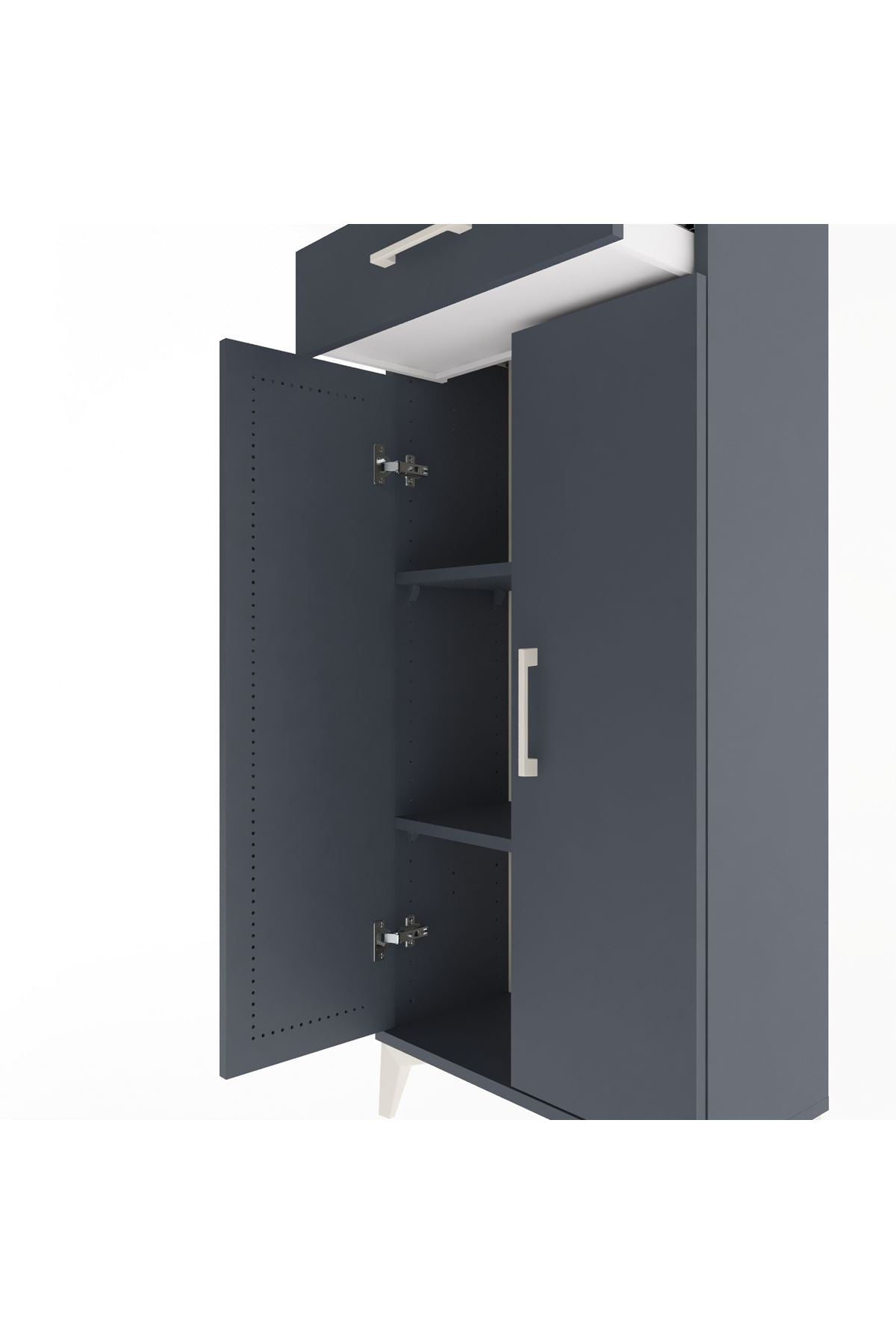 Arges Dolap 2 Raflı Tek Çekmeceli 2 Kapaklı 60x30x134 - S17M112V5A