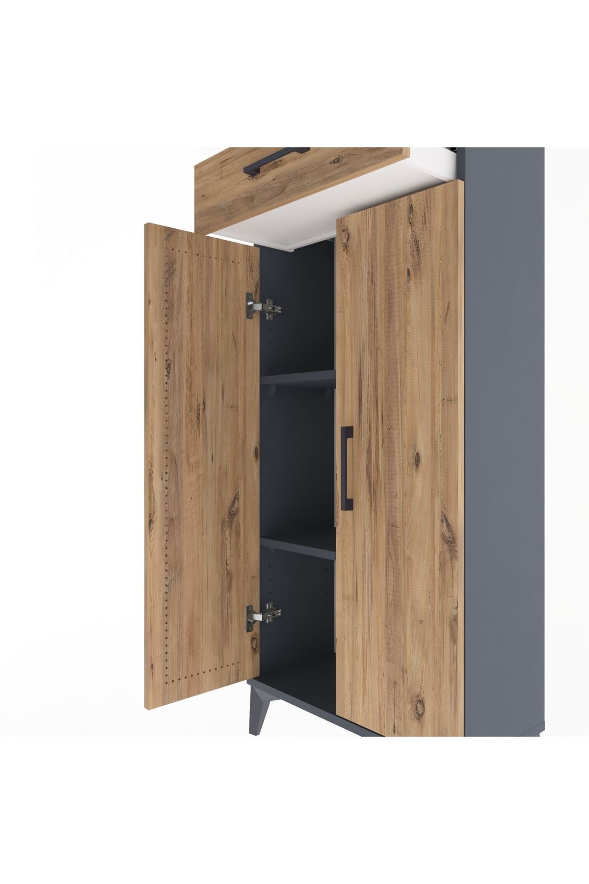 Arges Dolap 2 Raflı Tek Çekmeceli 2 Kapaklı 60x30x134 - S17M112V6A