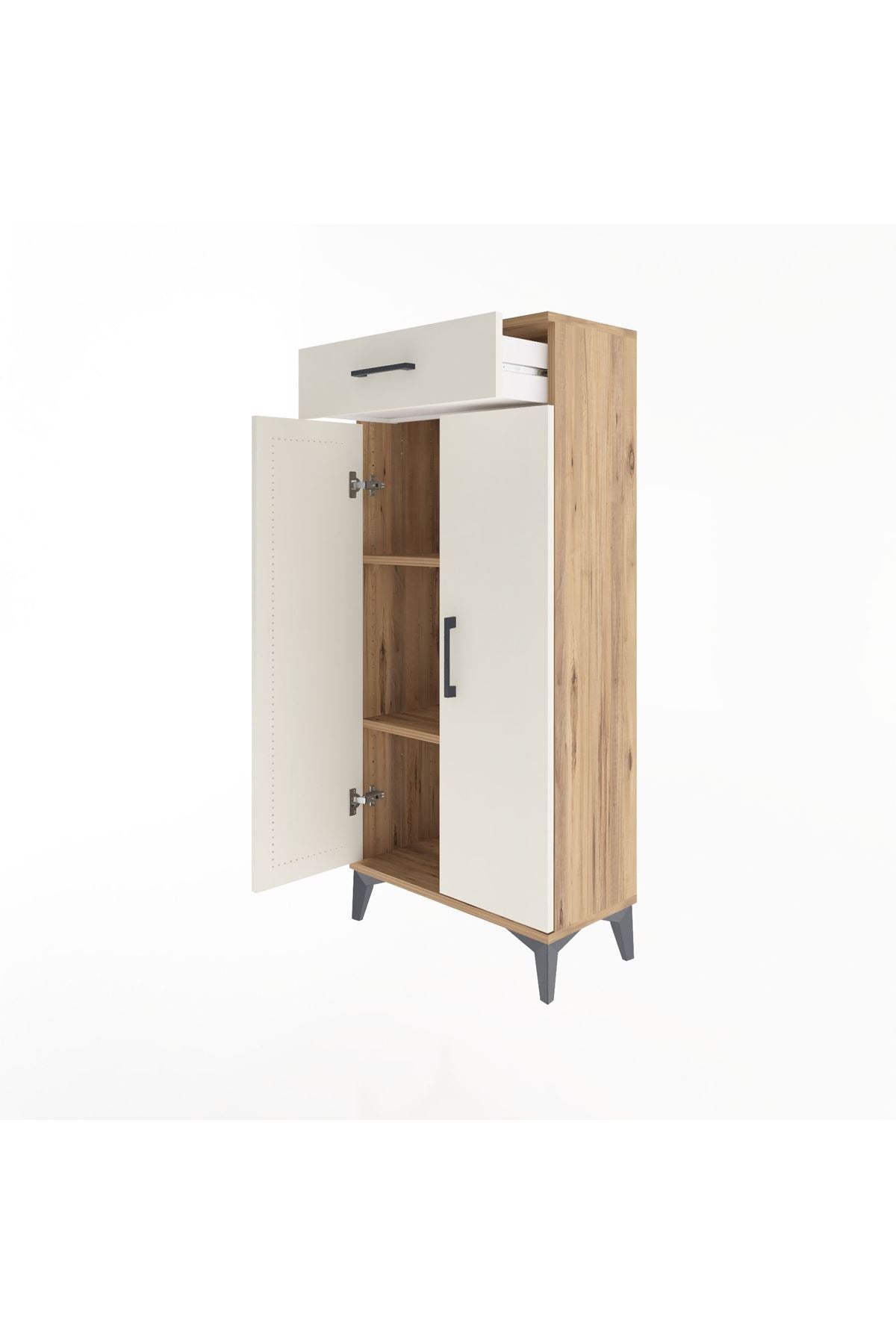 Arges Dolap 2 Raflı Tek Çekmeceli 2 Kapaklı 60x30x134 - S17M112V7A