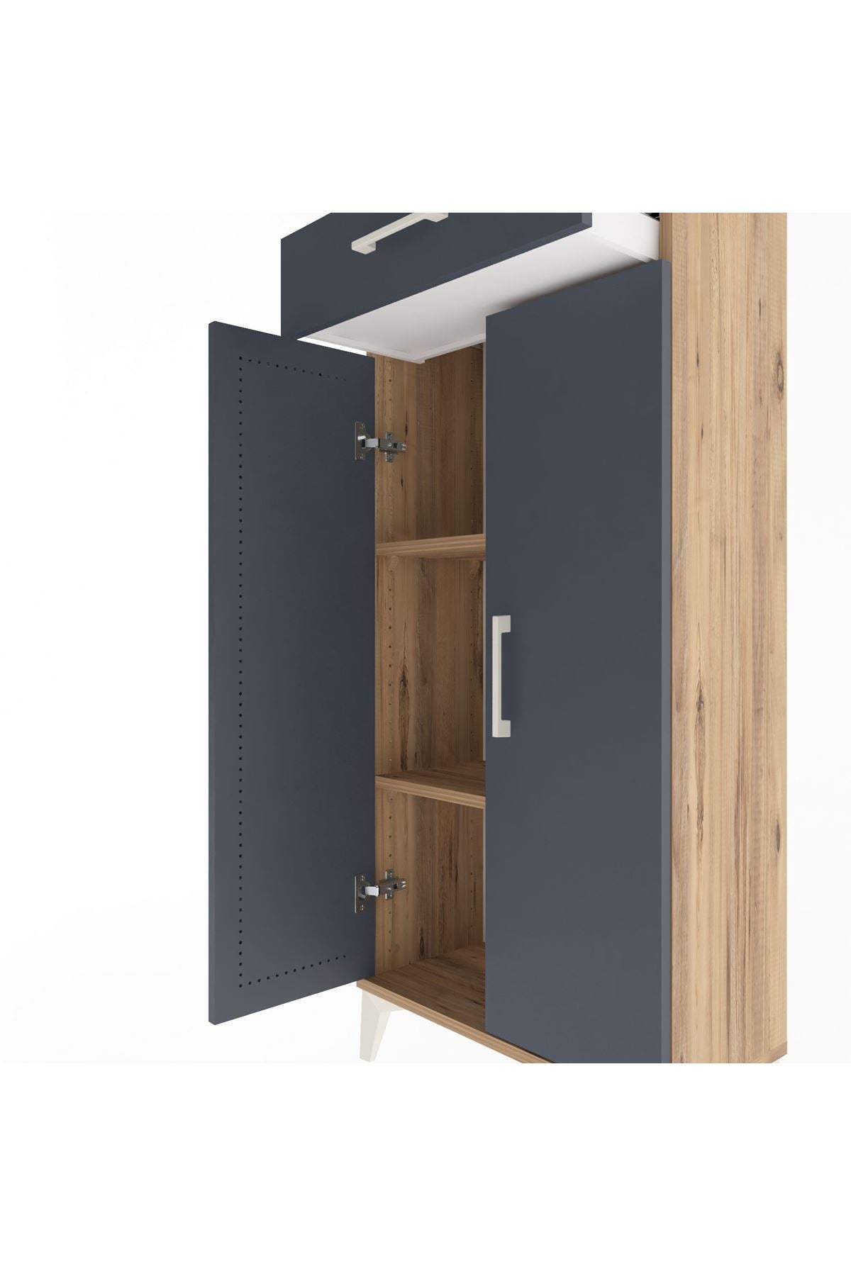 Arges Dolap 2 Raflı Tek Çekmeceli 2 Kapaklı 60x30x134 - S17M112V8A