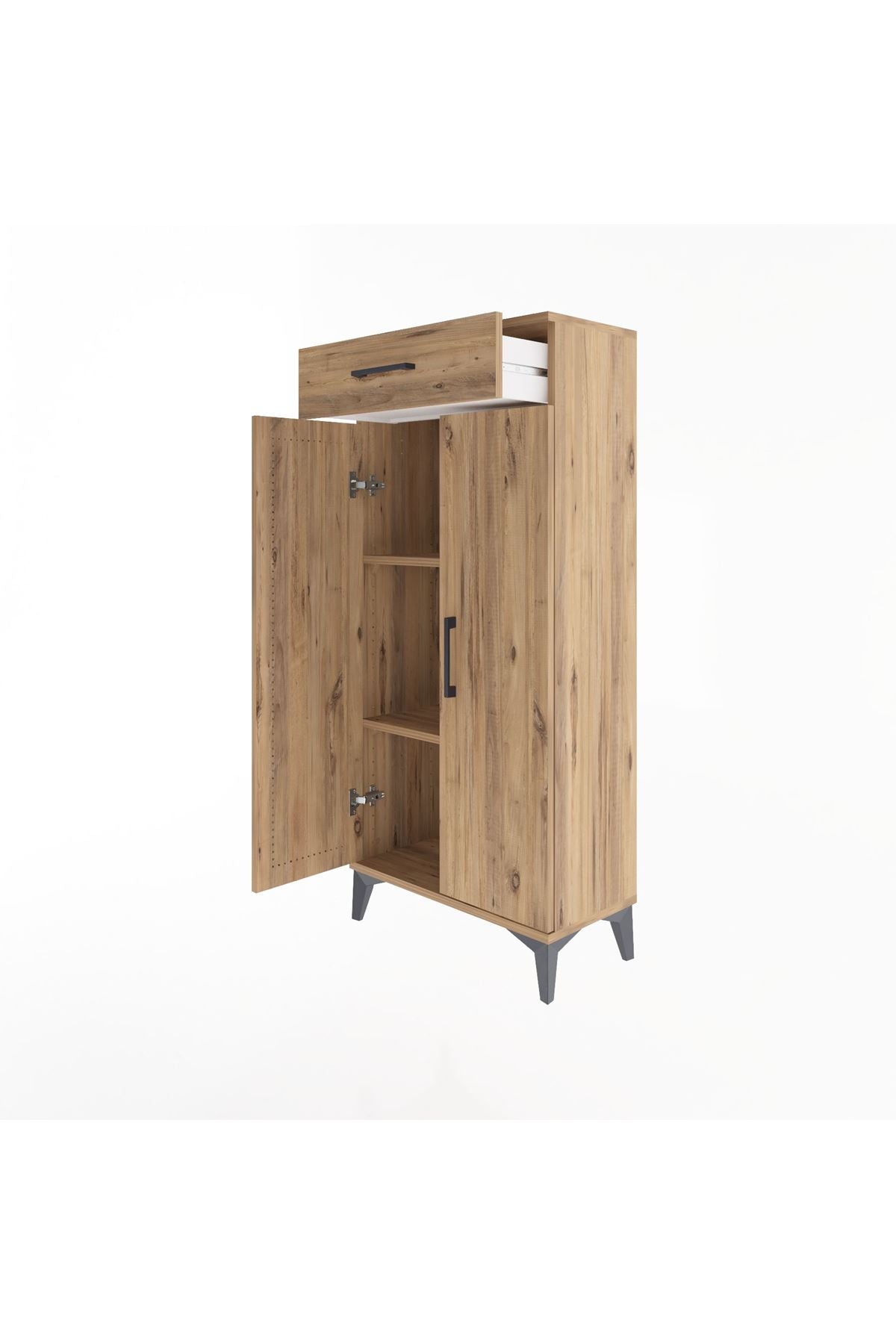 Arges Dolap 2 Raflı Tek Çekmeceli 2 Kapaklı 60x30x134 - S17M112V9A