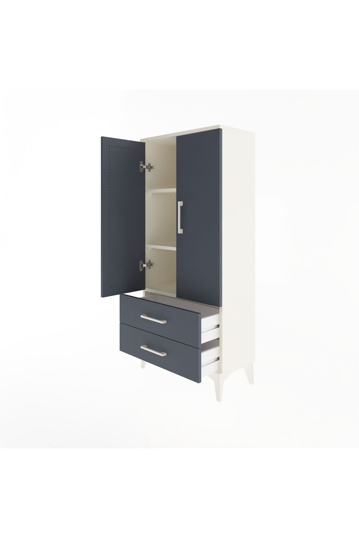 Arges Dolap 3 Raflı 2 Çekmeceli 2 Kapaklı 60x30x134 - S17M113V2A