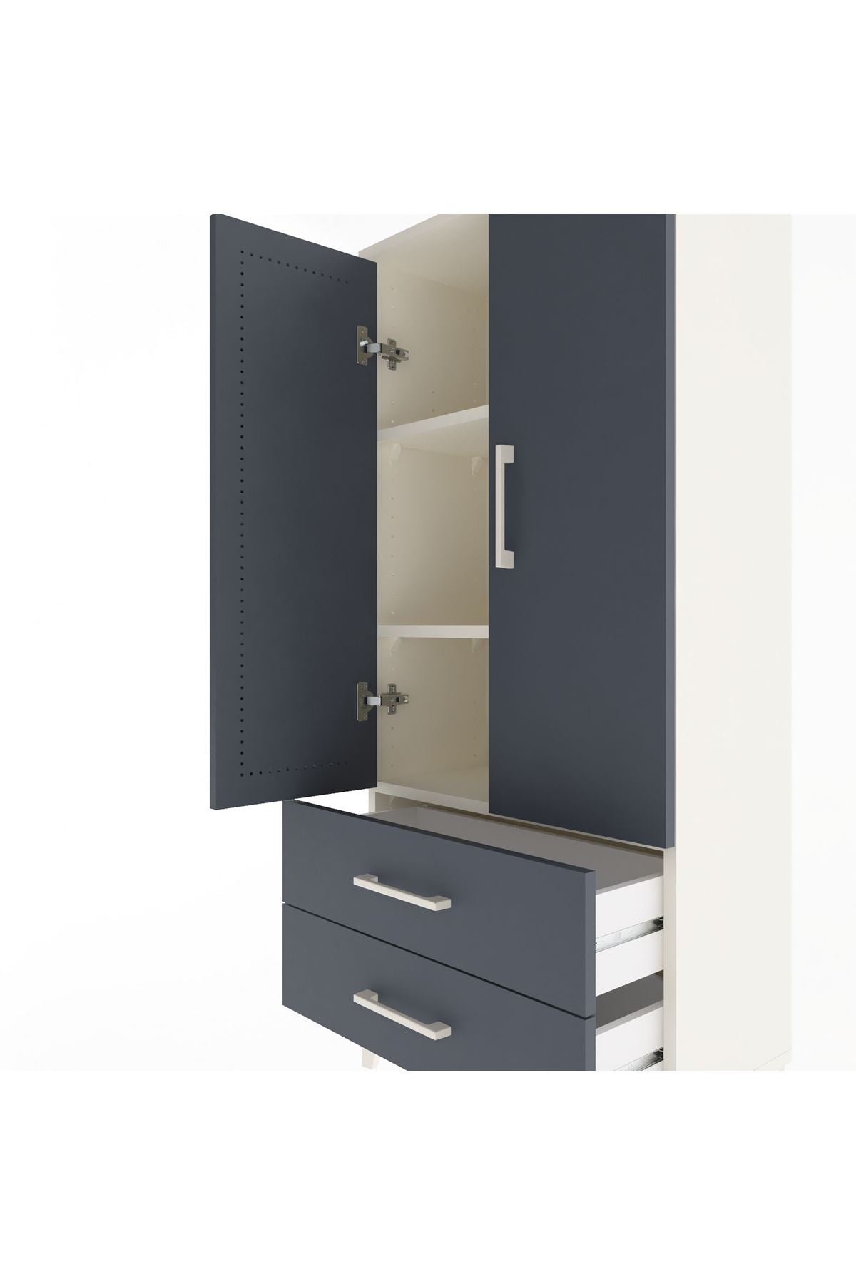 Arges Dolap 3 Raflı 2 Çekmeceli 2 Kapaklı 60x30x134 - S17M113V2A