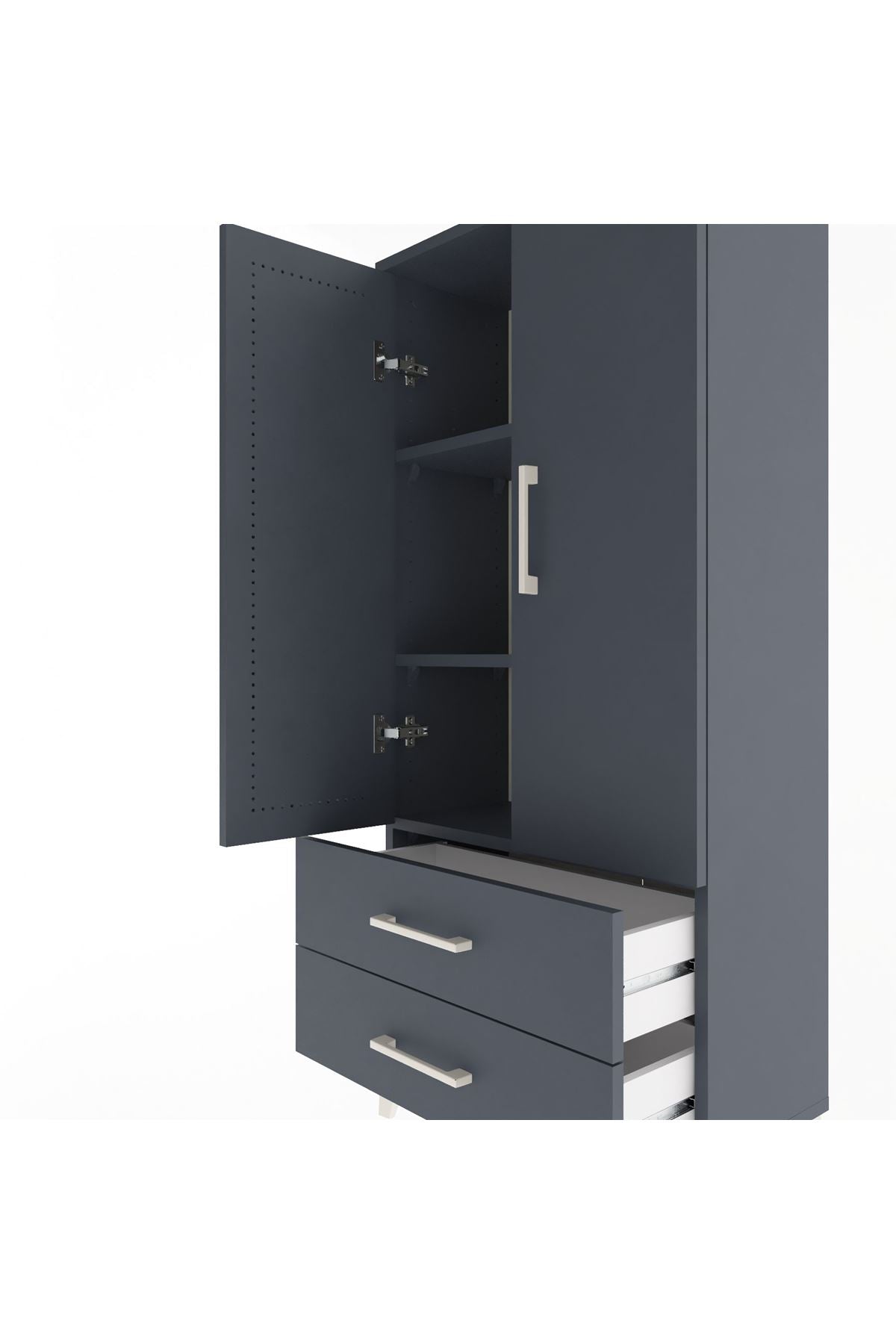 Arges Dolap 3 Raflı 2 Çekmeceli 2 Kapaklı 60x30x134 - S17M113V5A