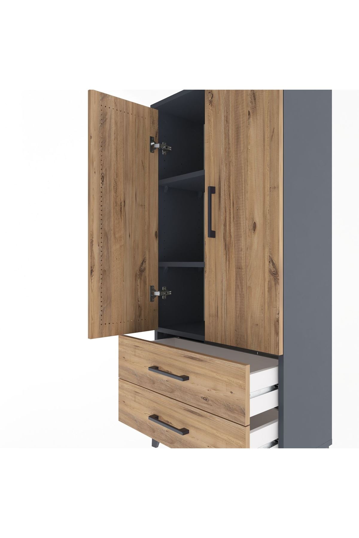 Arges Dolap 3 Raflı 2 Çekmeceli 2 Kapaklı 60x30x134 - S17M113V6A