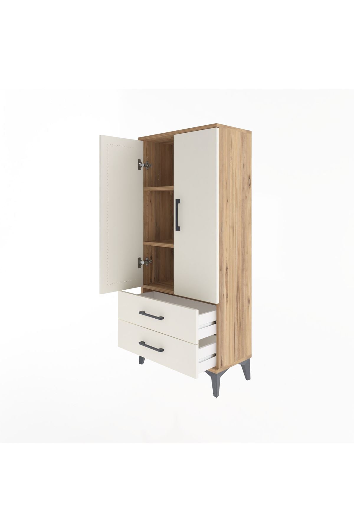 Arges Dolap 3 Raflı 2 Çekmeceli 2 Kapaklı 60x30x134 - S17M113V7A