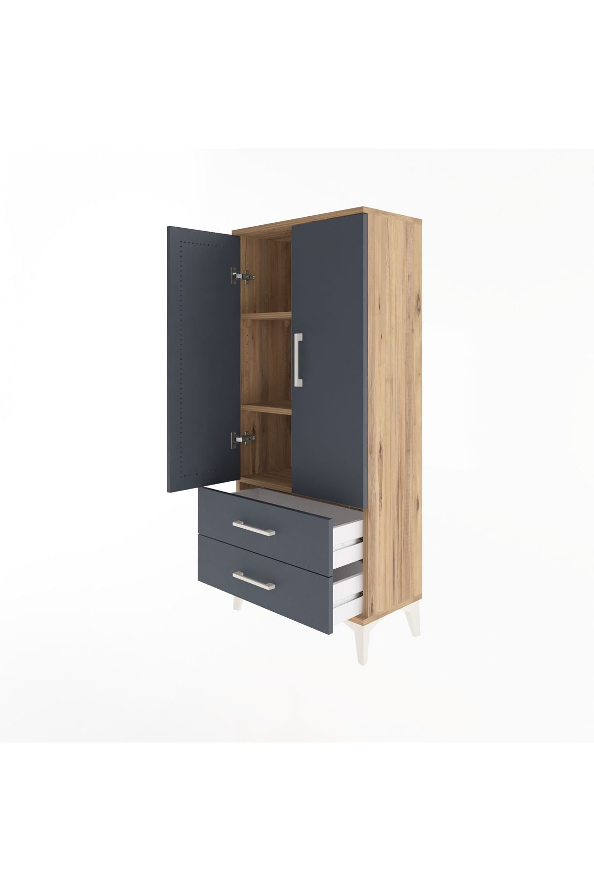 Arges Dolap 3 Raflı 2 Çekmeceli 2 Kapaklı 60x30x134 - S17M113V8A