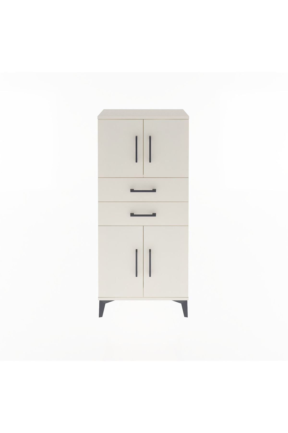 Arges Dolap Tek Raflı 2 Çekmeceli 4 Kapaklı 60x30x134 - S17M114V1A