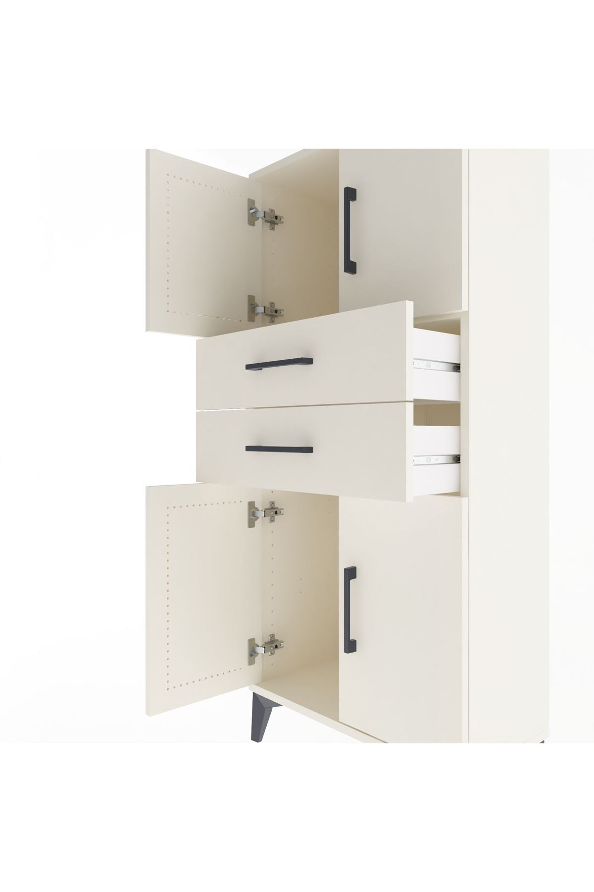 Arges Dolap Tek Raflı 2 Çekmeceli 4 Kapaklı 60x30x134 - S17M114V1A