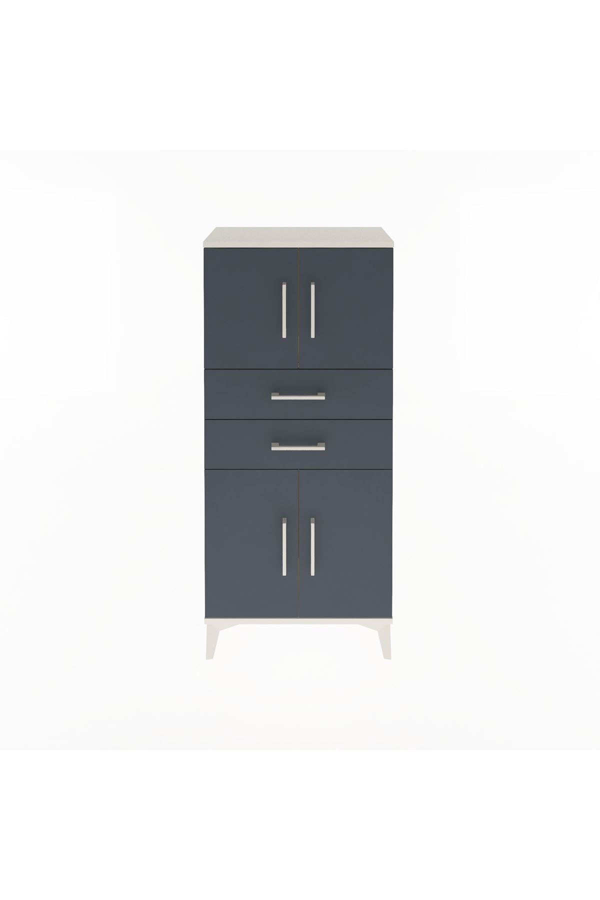 Arges Dolap Tek Raflı 2 Çekmeceli 4 Kapaklı 60x30x134 - S17M114V2A