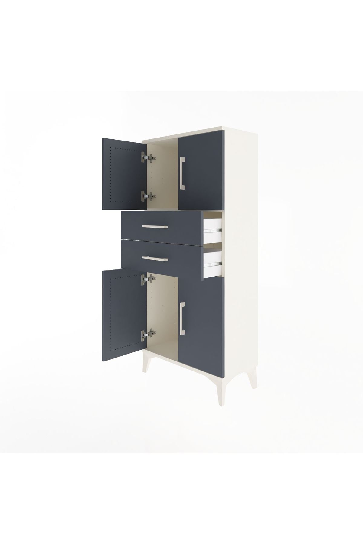 Arges Dolap Tek Raflı 2 Çekmeceli 4 Kapaklı 60x30x134 - S17M114V2A