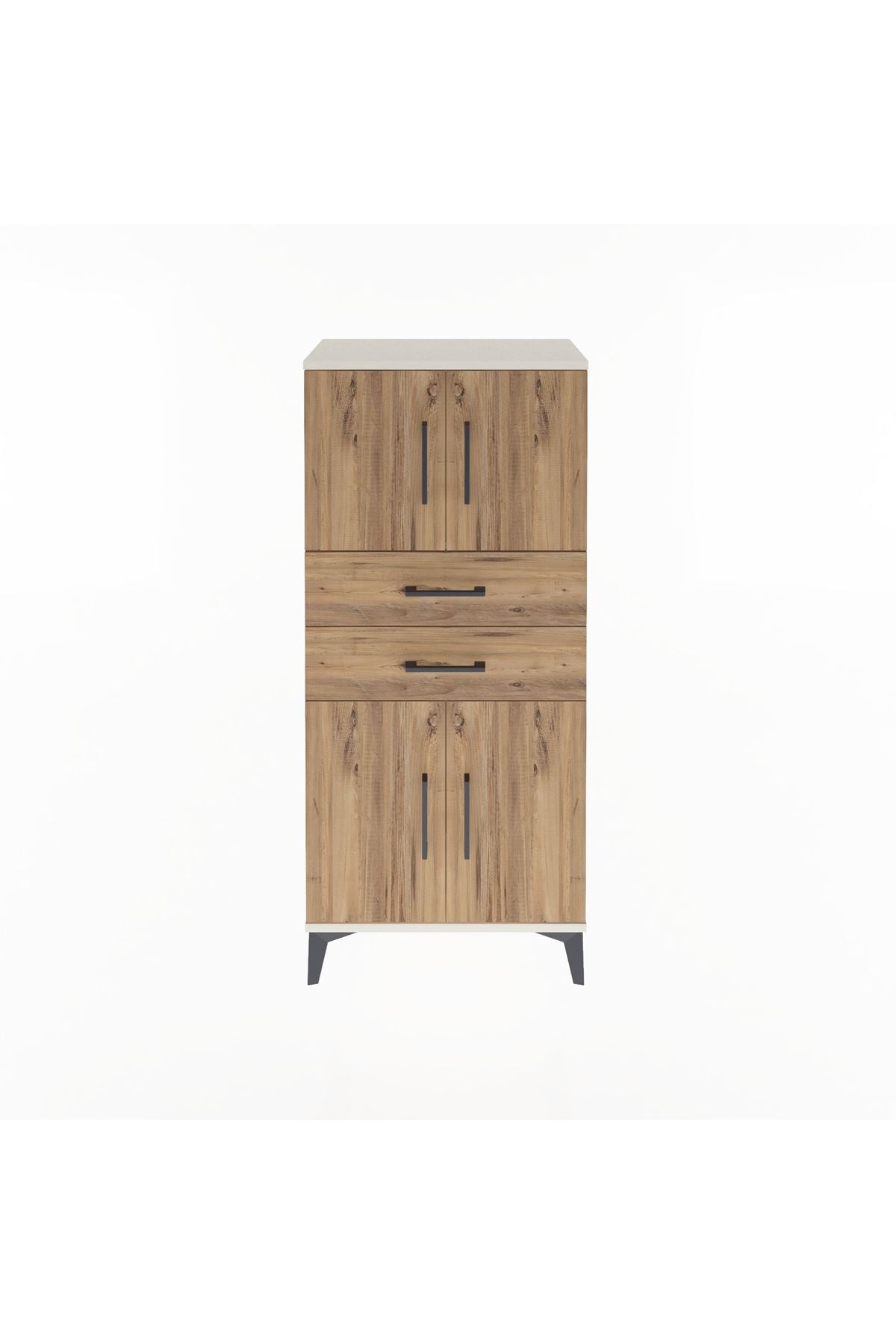 Arges Dolap Tek Raflı 2 Çekmeceli 4 Kapaklı 60x30x134 - S17M114V3A