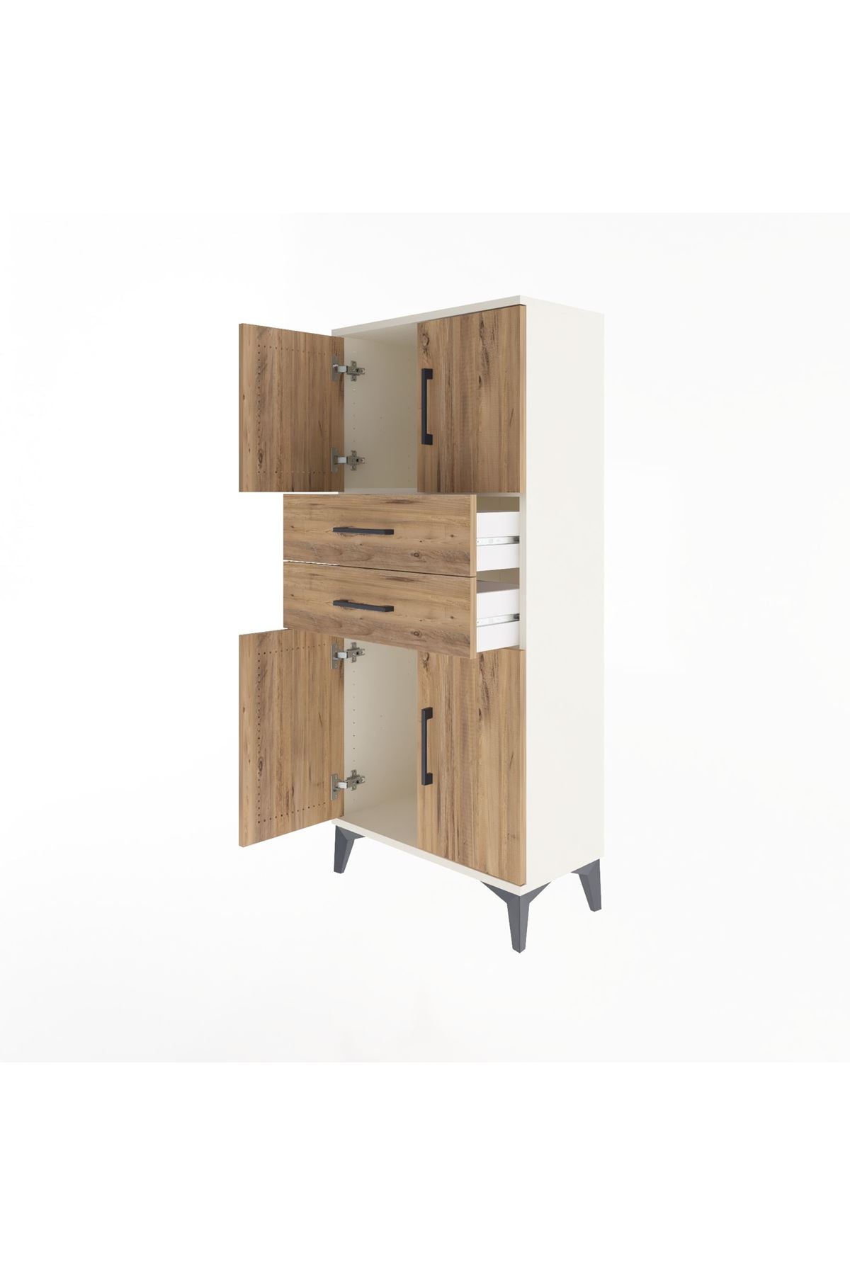 Arges Dolap Tek Raflı 2 Çekmeceli 4 Kapaklı 60x30x134 - S17M114V3A
