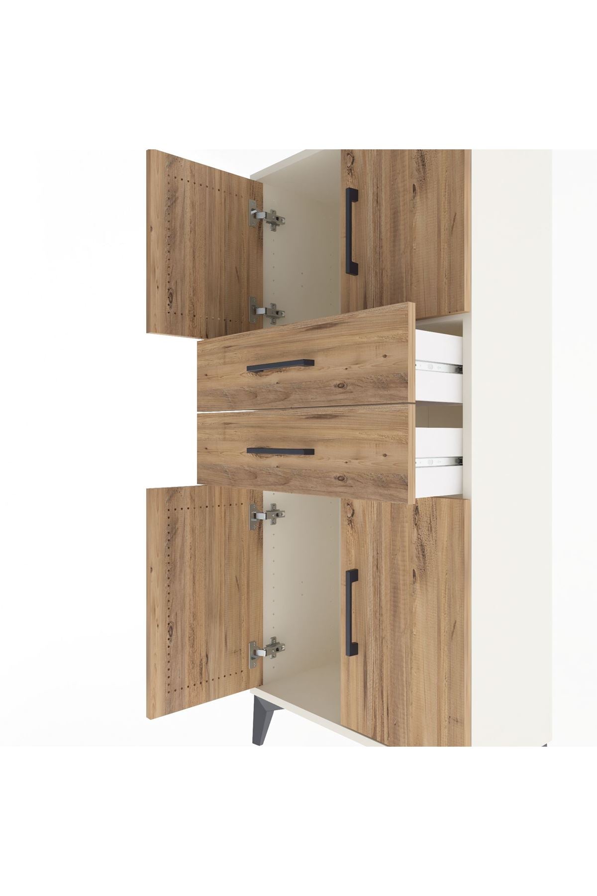 Arges Dolap Tek Raflı 2 Çekmeceli 4 Kapaklı 60x30x134 - S17M114V3A