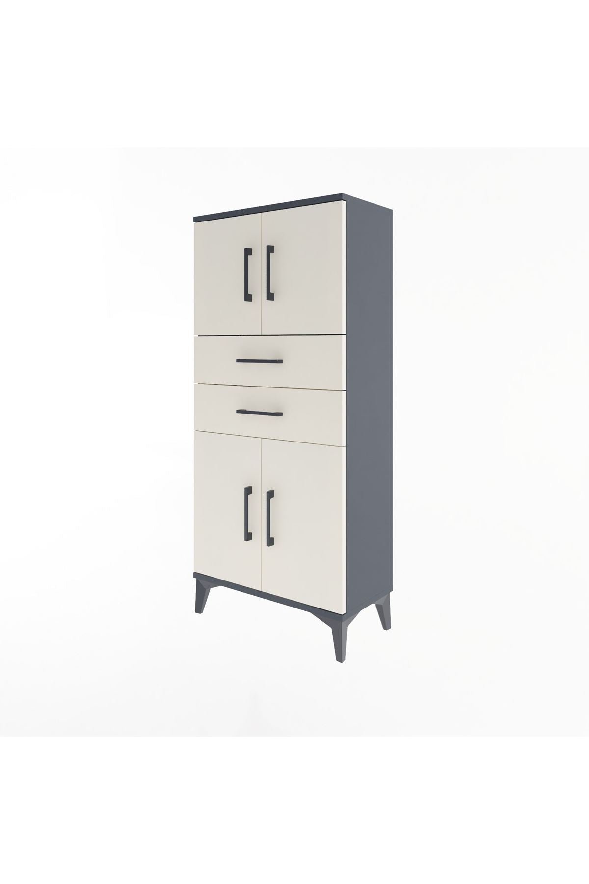 Arges Dolap Tek Raflı 2 Çekmeceli 4 Kapaklı 60x30x134 - S17M114V4A