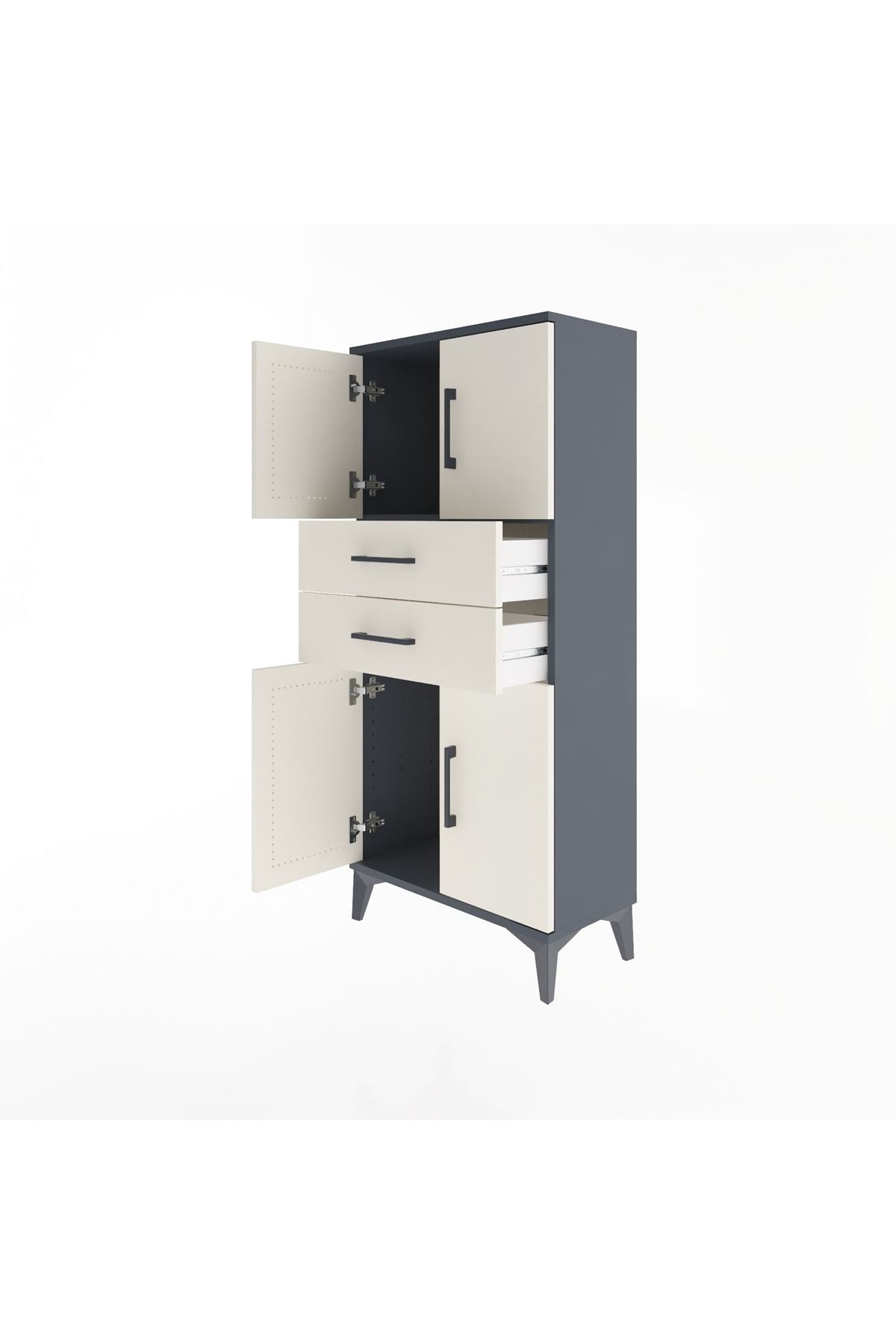 Arges Dolap Tek Raflı 2 Çekmeceli 4 Kapaklı 60x30x134 - S17M114V4A