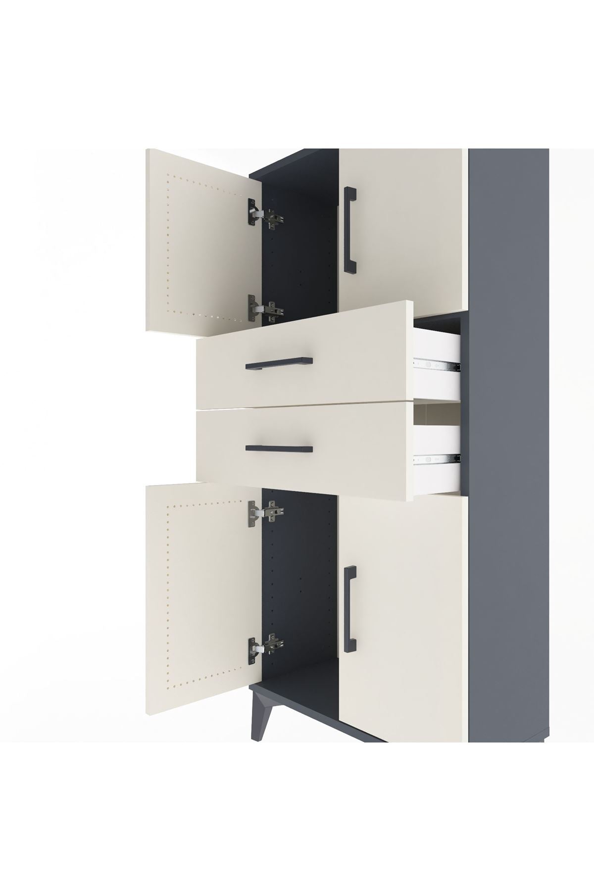 Arges Dolap Tek Raflı 2 Çekmeceli 4 Kapaklı 60x30x134 - S17M114V4A