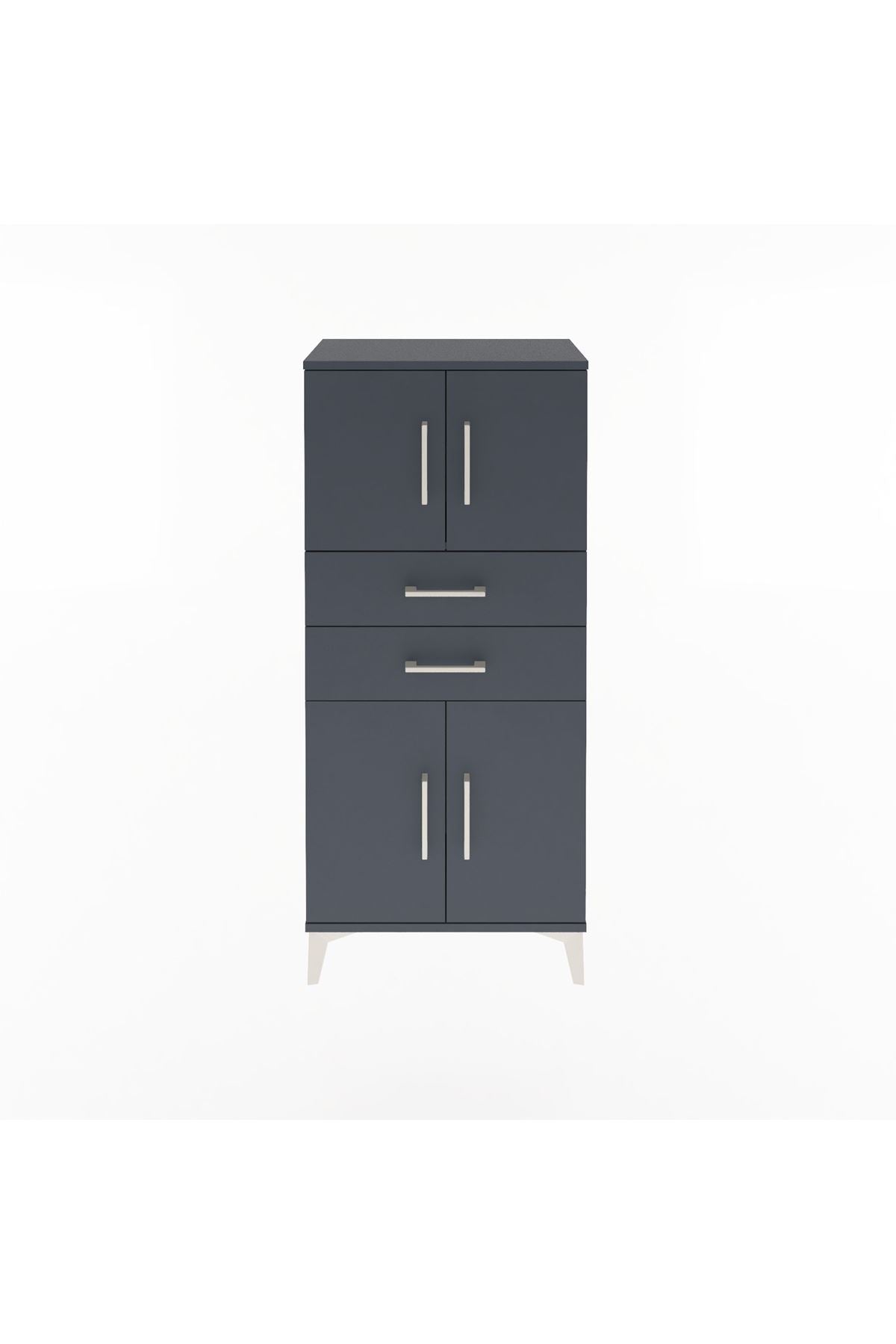 Arges Dolap Tek Raflı 2 Çekmeceli 4 Kapaklı 60x30x134 - S17M114V5A
