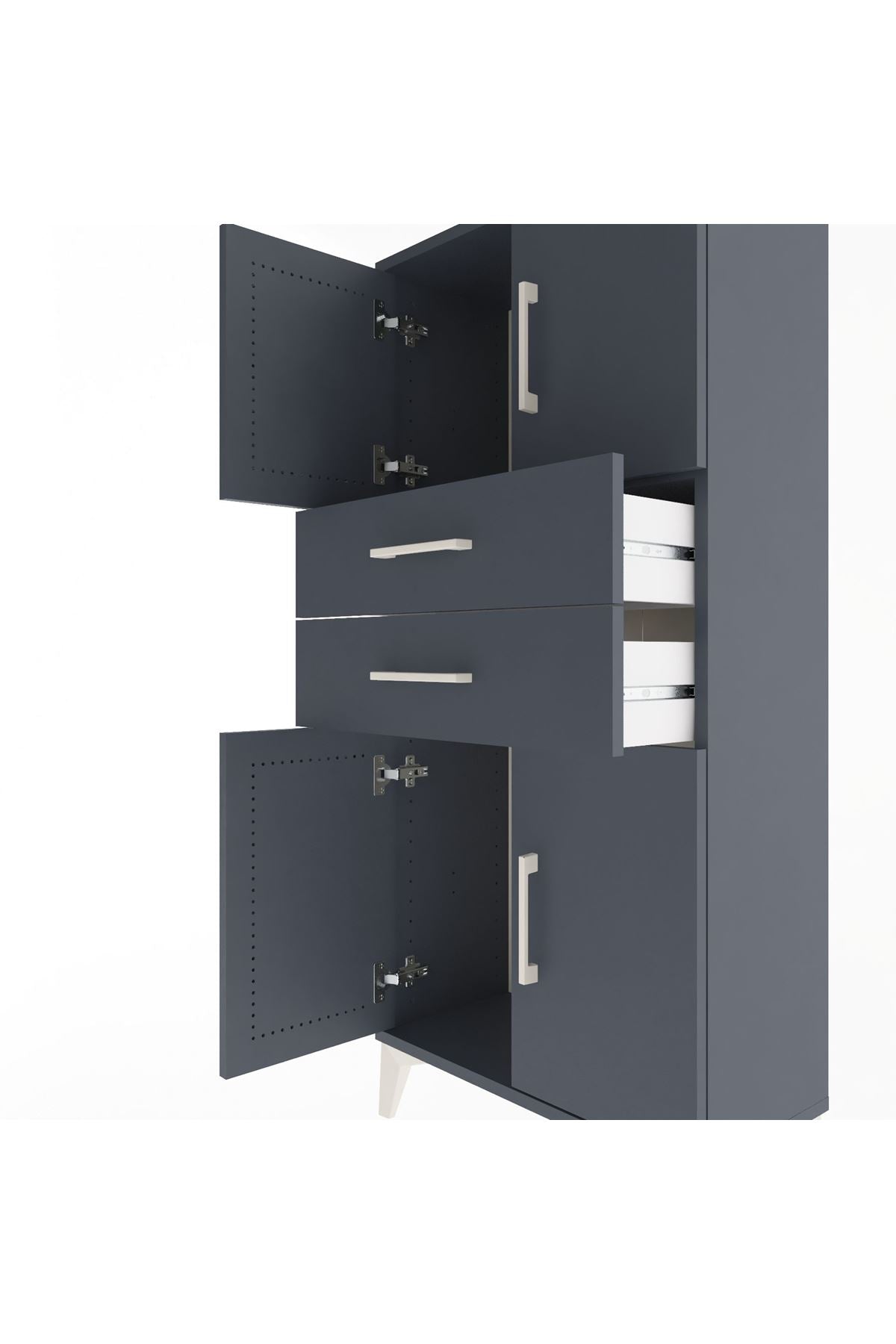Arges Dolap Tek Raflı 2 Çekmeceli 4 Kapaklı 60x30x134 - S17M114V5A