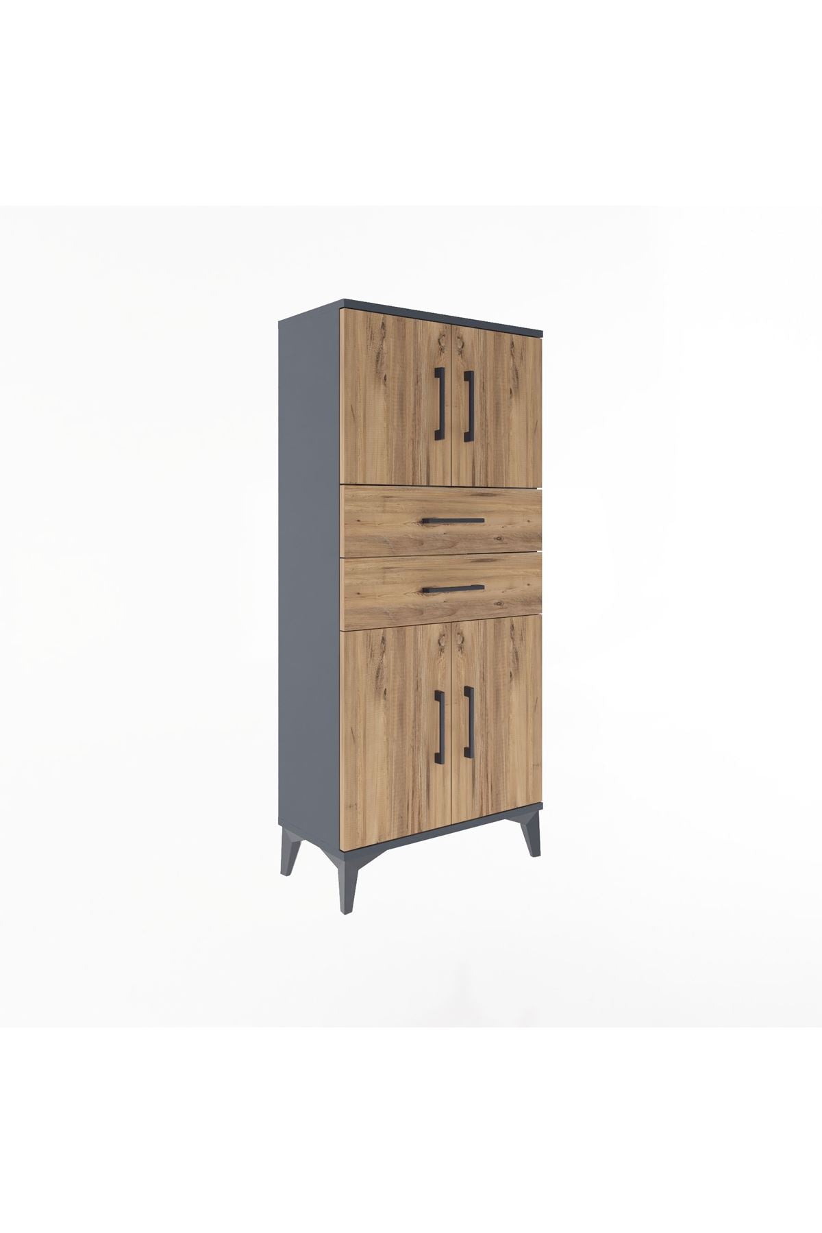 Arges Dolap Tek Raflı 2 Çekmeceli 4 Kapaklı 60x30x134 - S17M114V6A