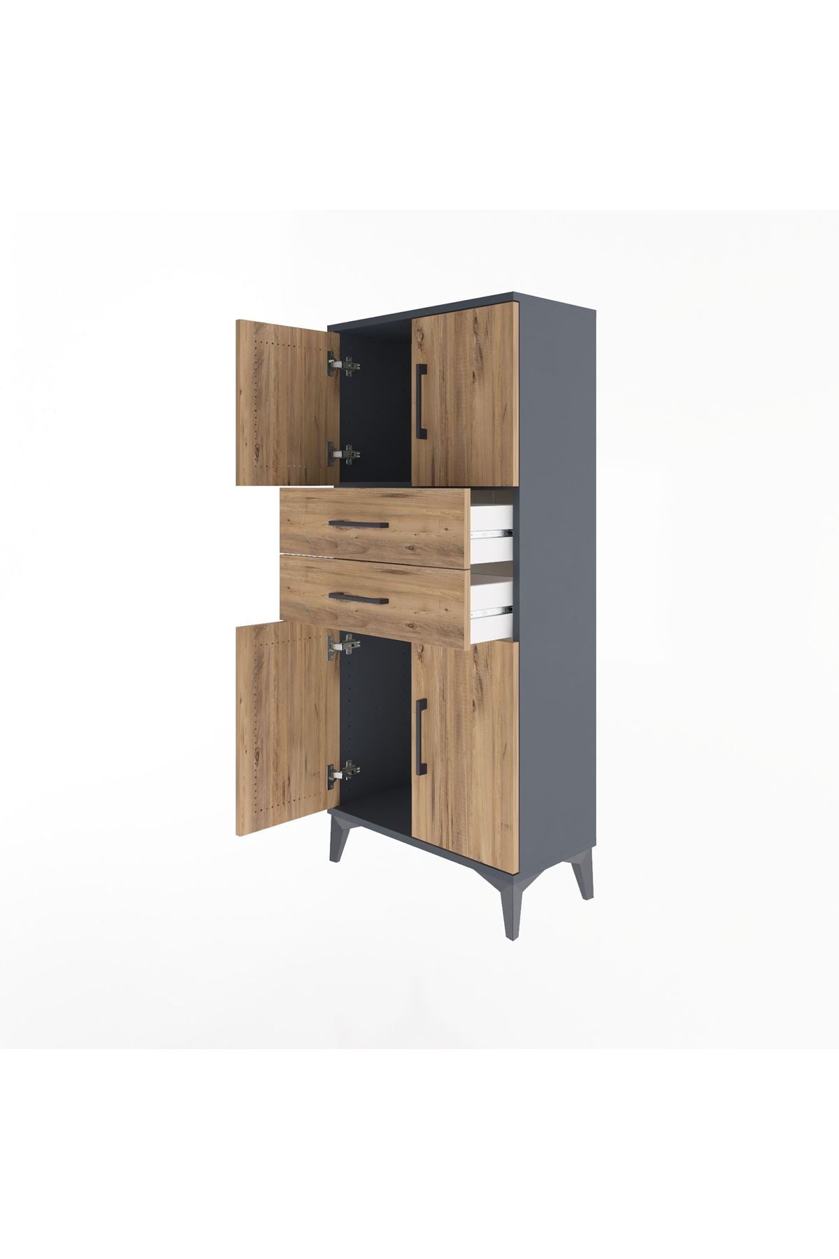 Arges Dolap Tek Raflı 2 Çekmeceli 4 Kapaklı 60x30x134 - S17M114V6A
