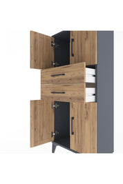 Arges Dolap Tek Raflı 2 Çekmeceli 4 Kapaklı 60x30x134 - S17M114V6A