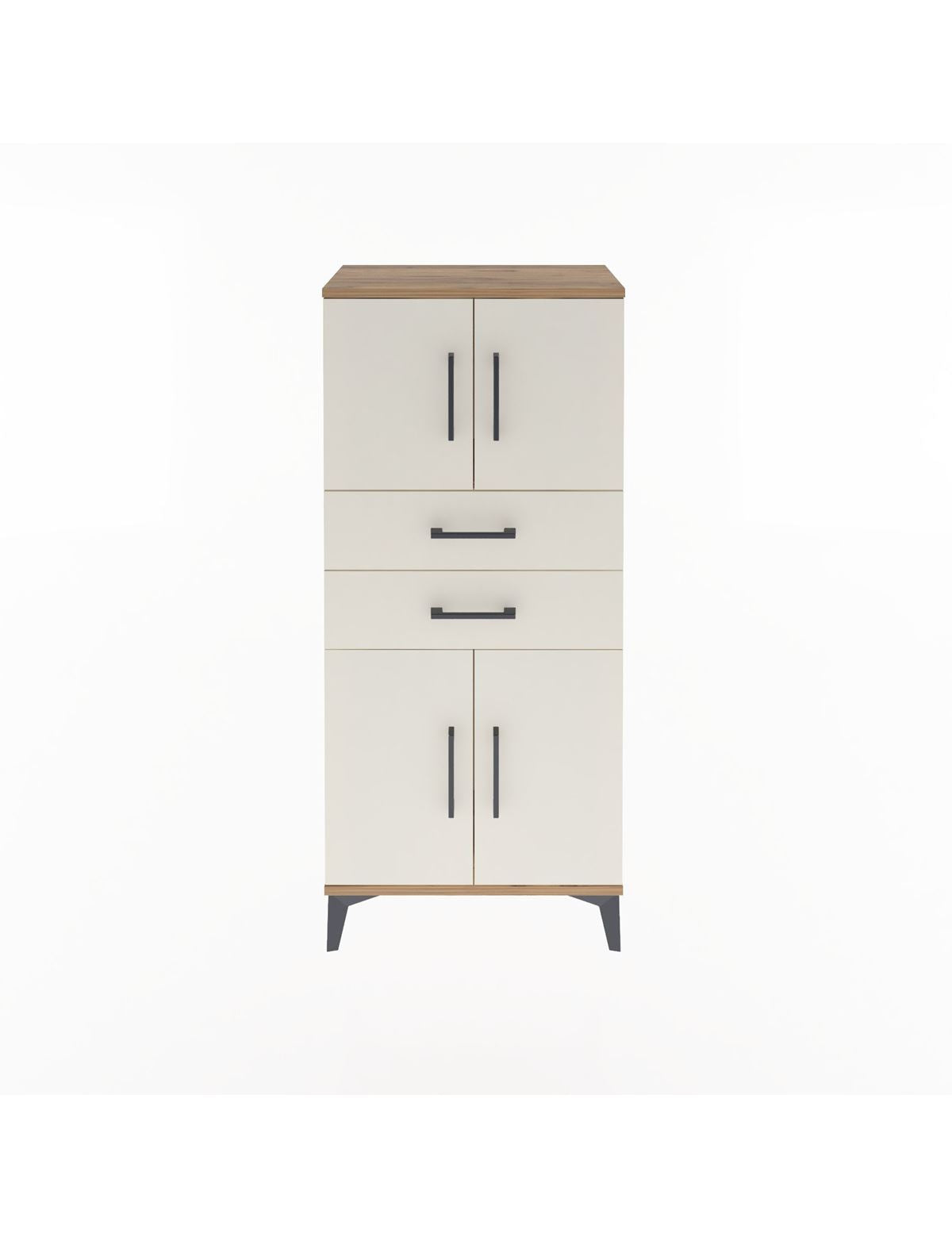 Arges Dolap Tek Raflı 2 Çekmeceli 4 Kapaklı 60x30x134 - S17M114V7A