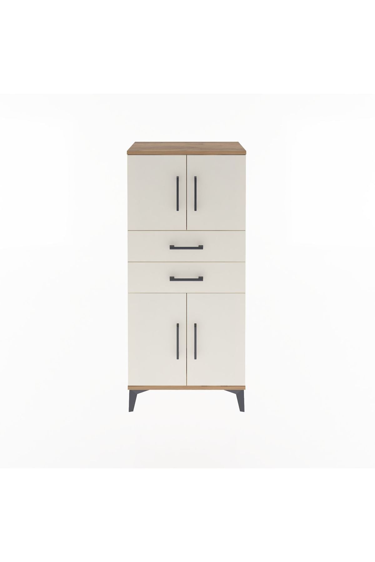 Arges Dolap Tek Raflı 2 Çekmeceli 4 Kapaklı 60x30x134 - S17M114V7A