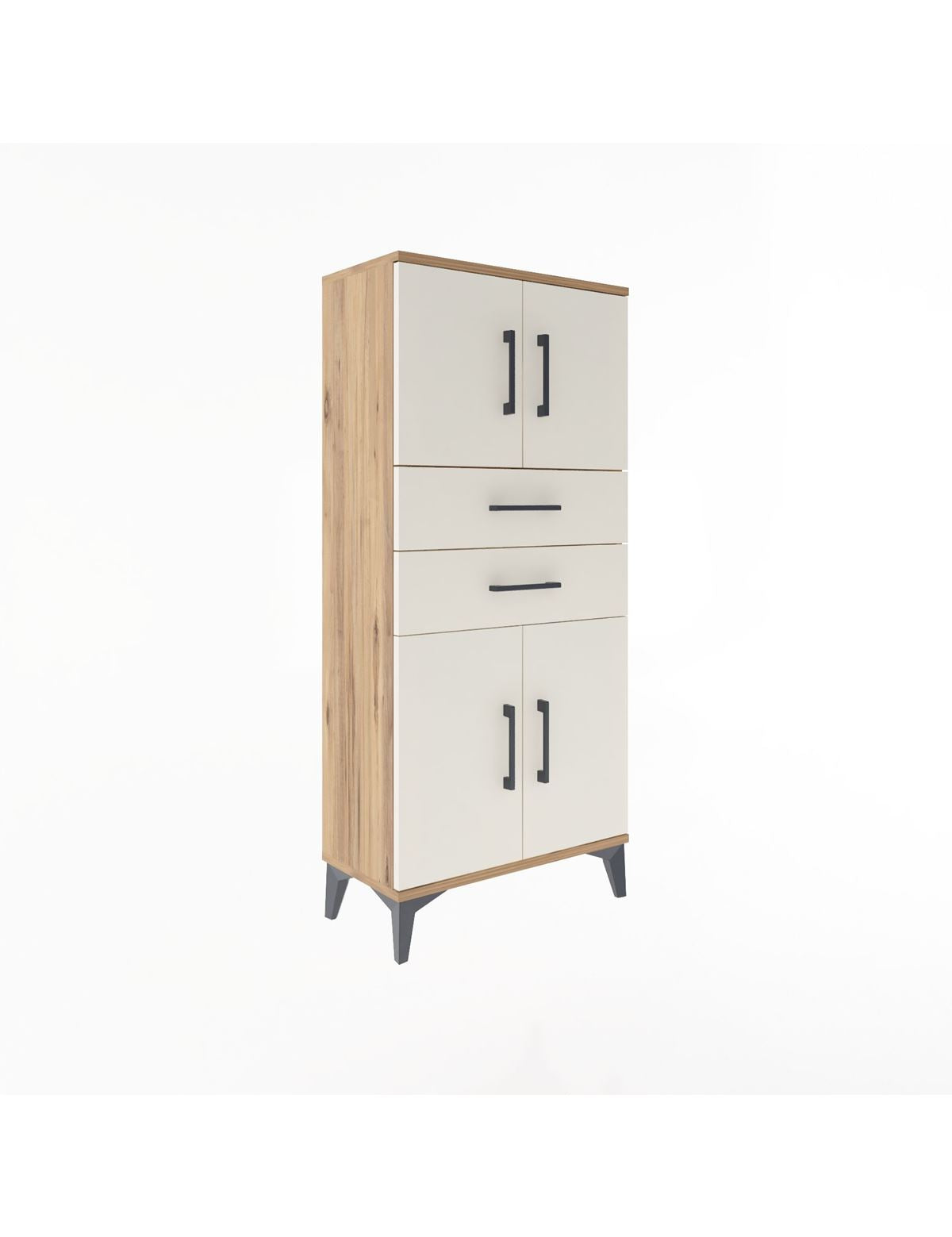 Arges Dolap Tek Raflı 2 Çekmeceli 4 Kapaklı 60x30x134 - S17M114V7A