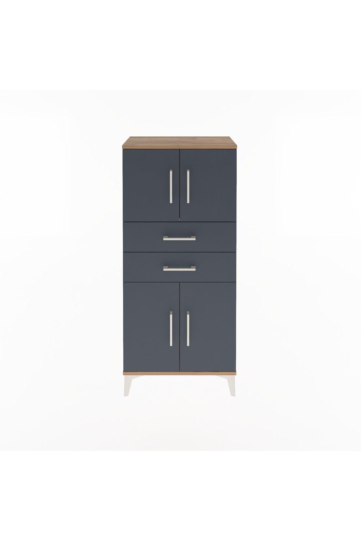 Arges Dolap Tek Raflı 2 Çekmeceli 4 Kapaklı 60x30x134 - S17M114V8A