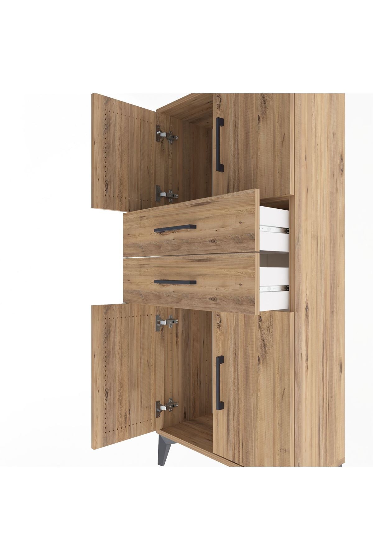Arges Dolap Tek Raflı 2 Çekmeceli 4 Kapaklı 60x30x134 - S17M114V9A