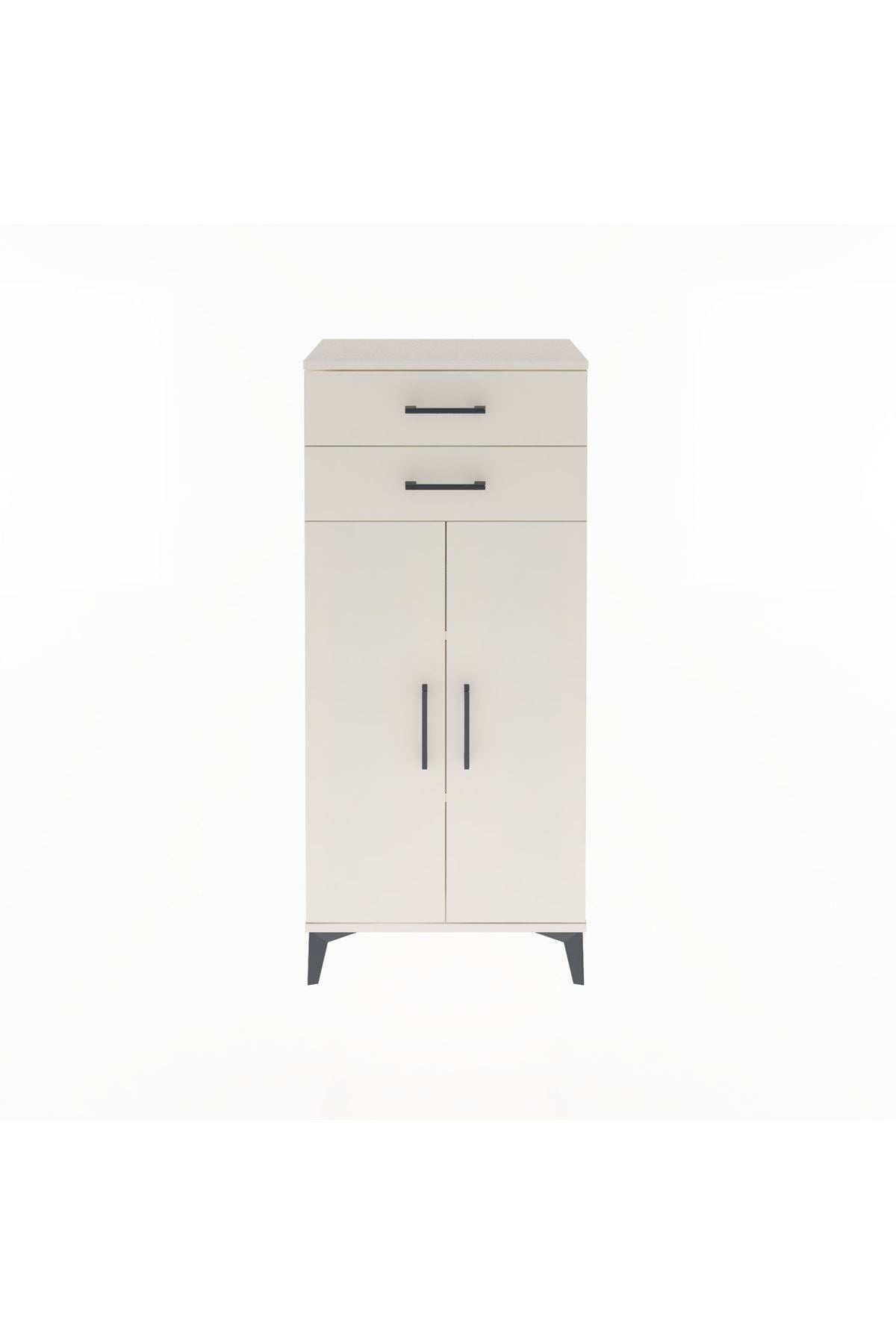 Arges Dolap 2 Raflı 2 Çekmeceli 2 Kapaklı 60x30x134 - S17M115V1A