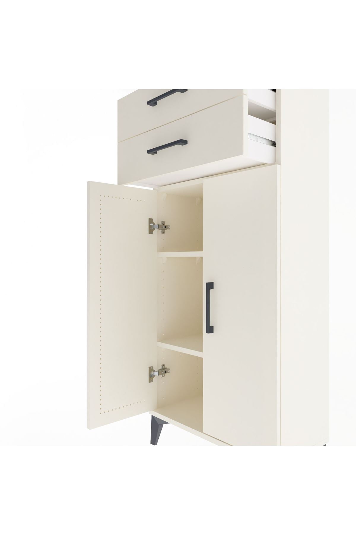 Arges Dolap 2 Raflı 2 Çekmeceli 2 Kapaklı 60x30x134 - S17M115V1A