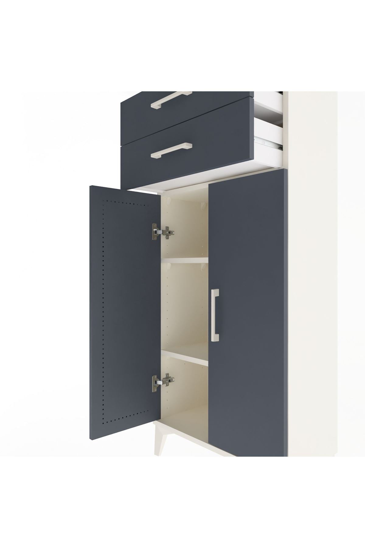 Arges Dolap 2 Raflı 2 Çekmeceli 2 Kapaklı 60x30x134 - S17M115V2A