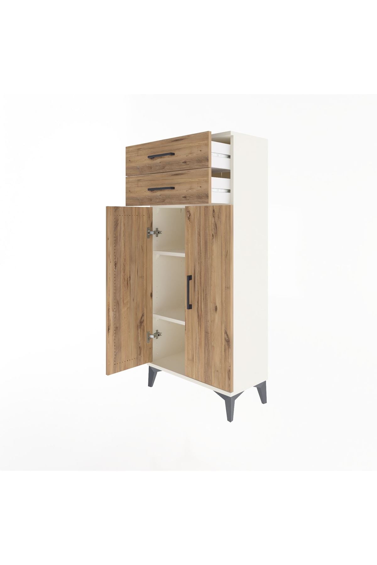 Arges Dolap 2 Raflı 2 Çekmeceli 2 Kapaklı 60x30x134 - S17M115V3A