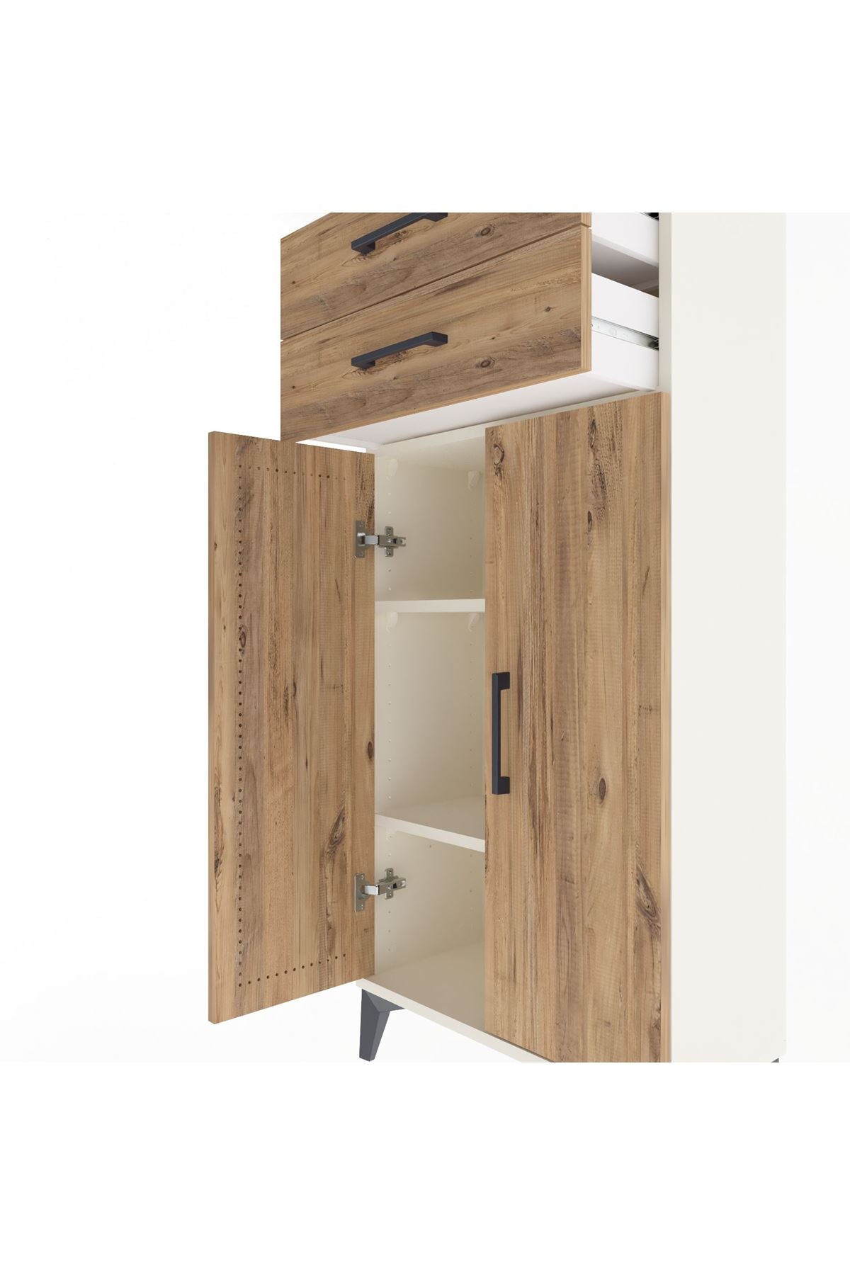 Arges Dolap 2 Raflı 2 Çekmeceli 2 Kapaklı 60x30x134 - S17M115V3A