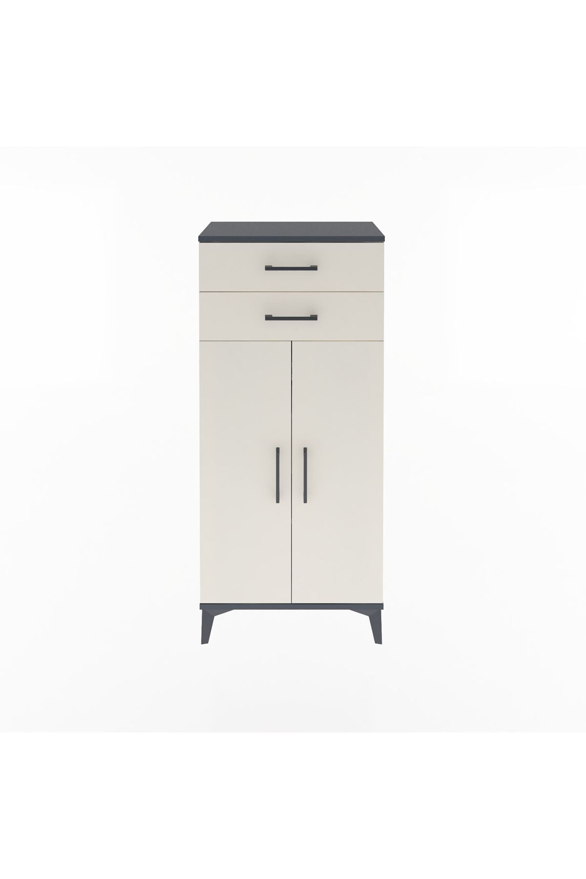 Arges Dolap 2 Raflı 2 Çekmeceli 2 Kapaklı 60x30x134 - S17M115V4A