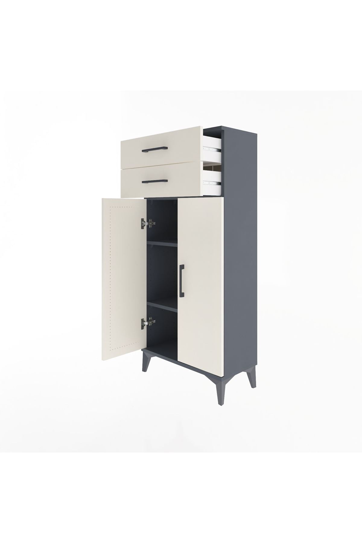 Arges Dolap 2 Raflı 2 Çekmeceli 2 Kapaklı 60x30x134 - S17M115V4A