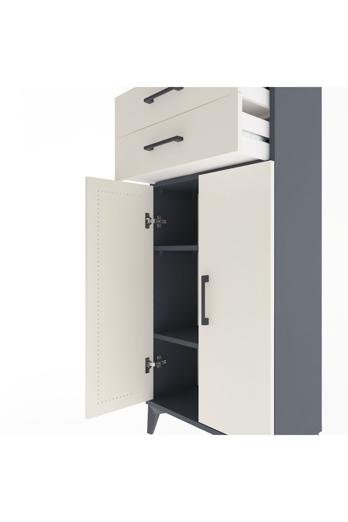Arges Dolap 2 Raflı 2 Çekmeceli 2 Kapaklı 60x30x134 - S17M115V4A
